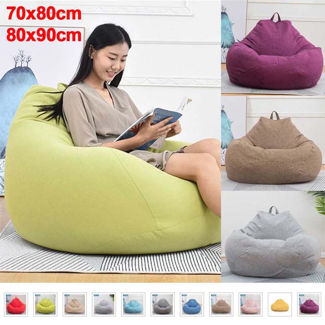 NEW Large Small Lazy Sofas Cover Chairs without Filler Linen Cloth Lounger Seat Bean Bag Pouf Puff Couch Tatami Living Room